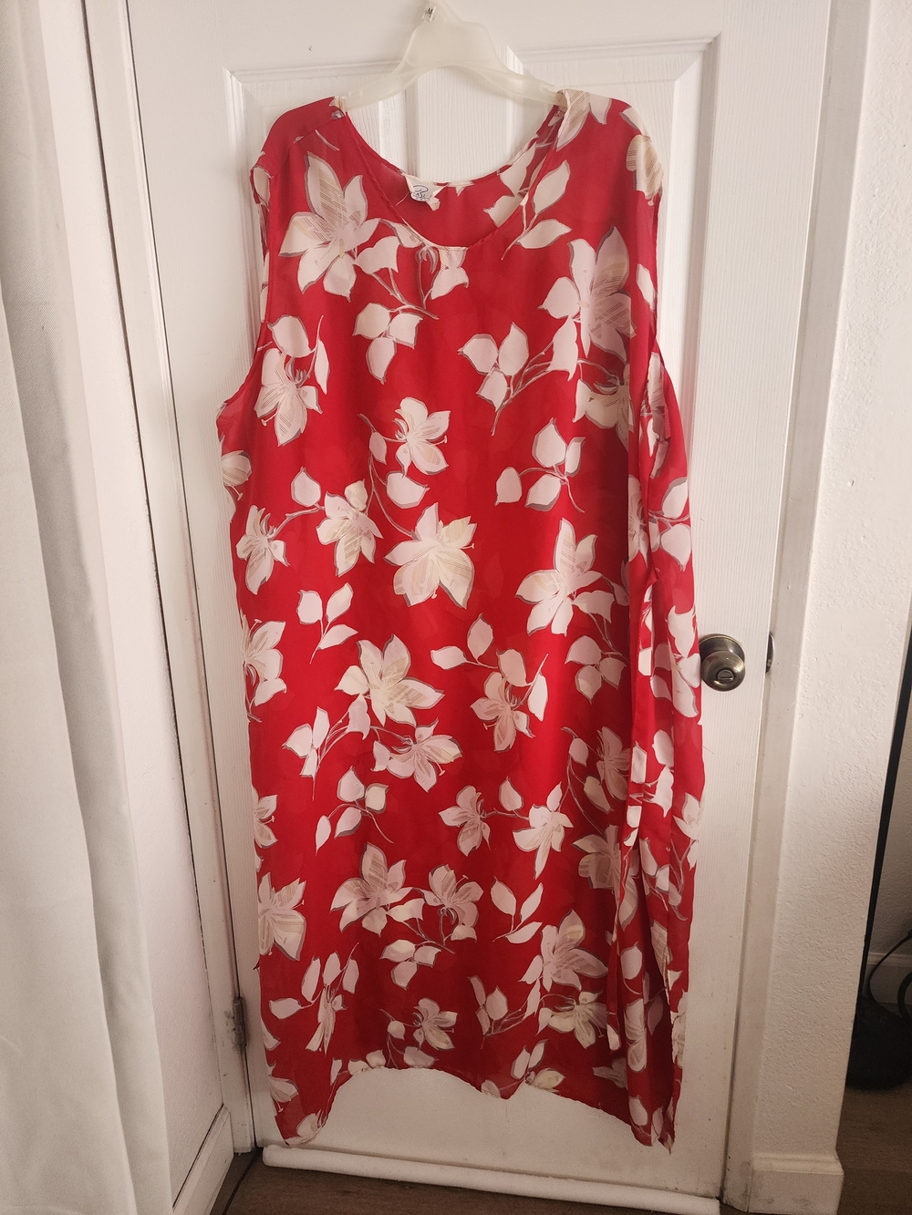 Cute Red n Whiye Floral Tie-Waist Maxi Dress Plus Size 6xl (best Fits 4xl-5xl)